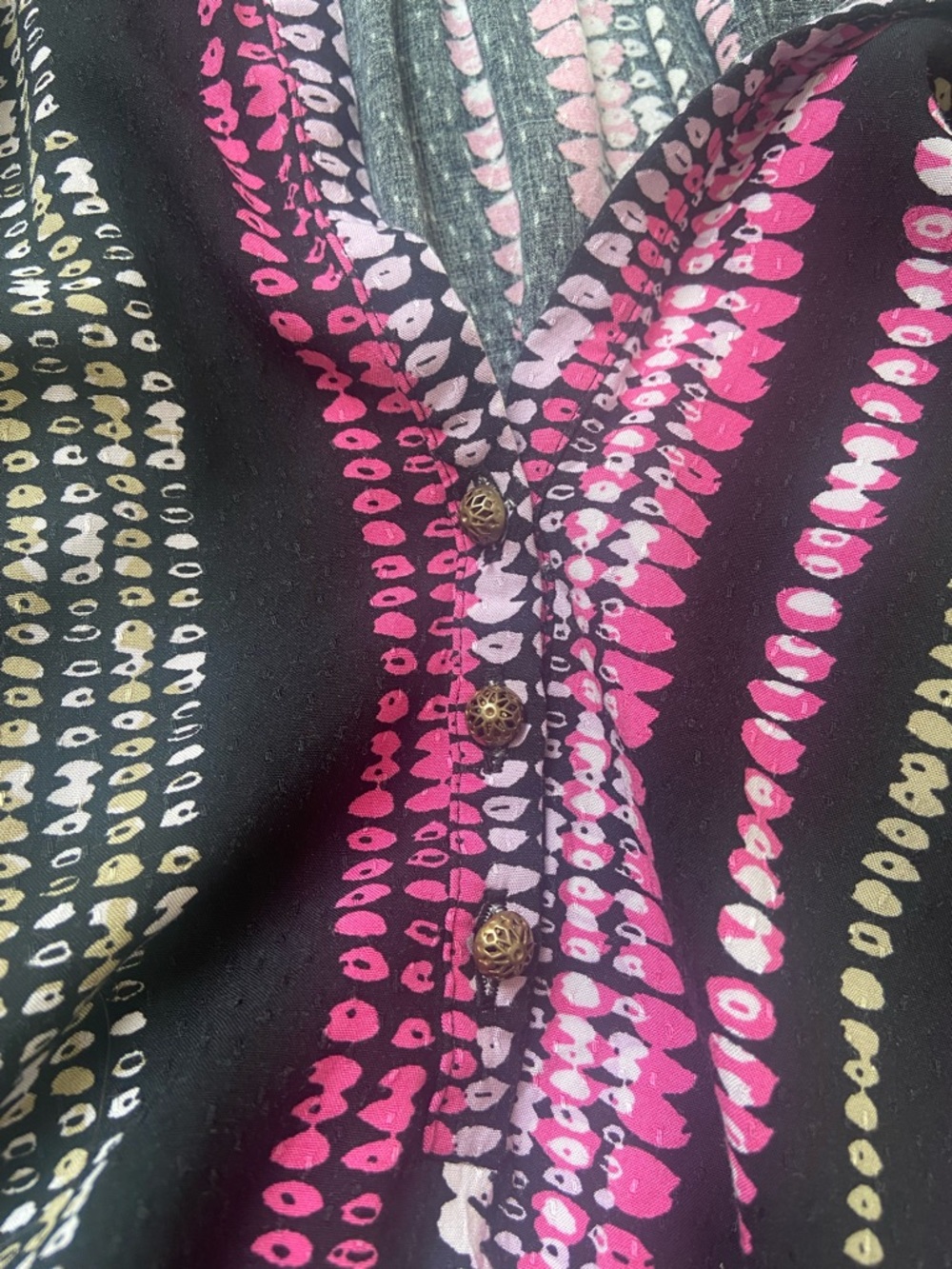 Anthropologie Maeve Colette Black Pink Peasant Button Blouse Boho Size Small - Picture 5 of 7
